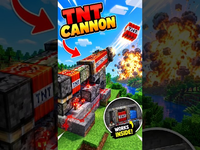 simple tnt cannon range of 100 block in minecraft PE