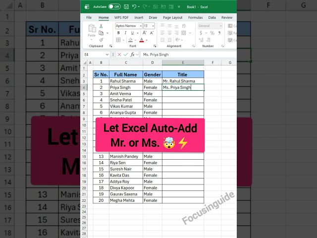 Stop Typing Mr. & Ms. Manually! 😱 Let Excel Do It Automatically! ⚡