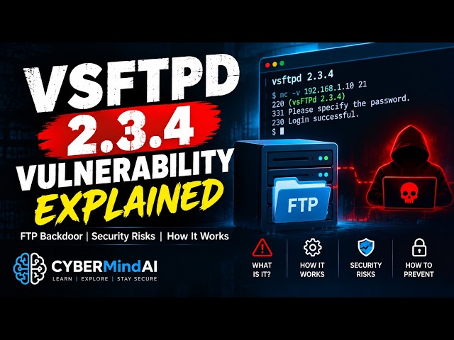 VSFTPD 2.3.4 Vulnerability Explained 🔐 | CYBERMindAI