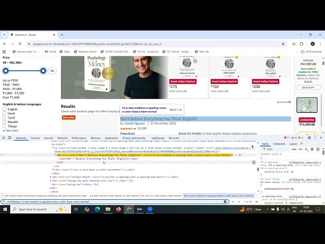 Selenium XPath Interview Question - XPath from AMAZON.IN for Search Result