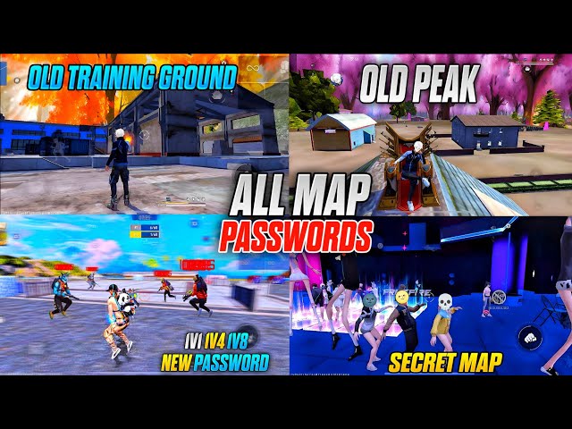 ALL MAP PASSWORDS 🔐 1V4 ,1V1, OLD TRAINING GROUNDS , SPACE PARKOUR , OLD PEAK , RUSHKEY MAP PASSWORD