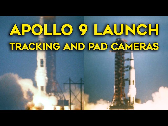 Apollo 9 - Launch, Tracking, Pad Cameras, Synchronized,  Film, TV, Side-by-side, Audio, Remastered