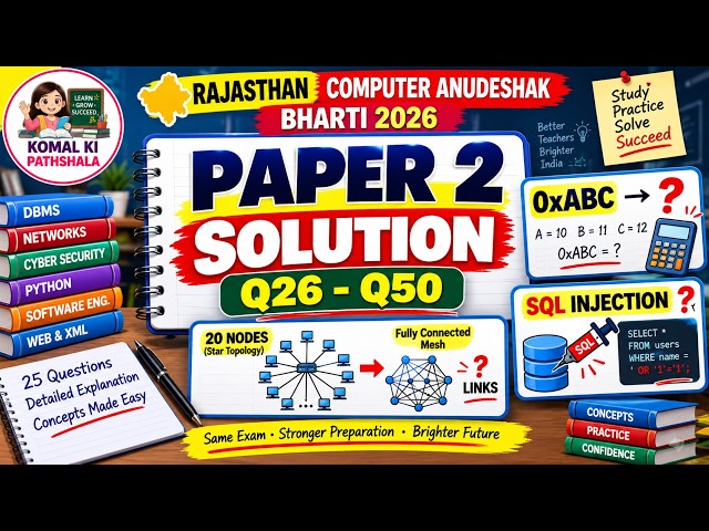 Computer Anudeshak Bharti 2026 Paper 2 Solution | Q26–Q50 | Step-by-Step Explanation