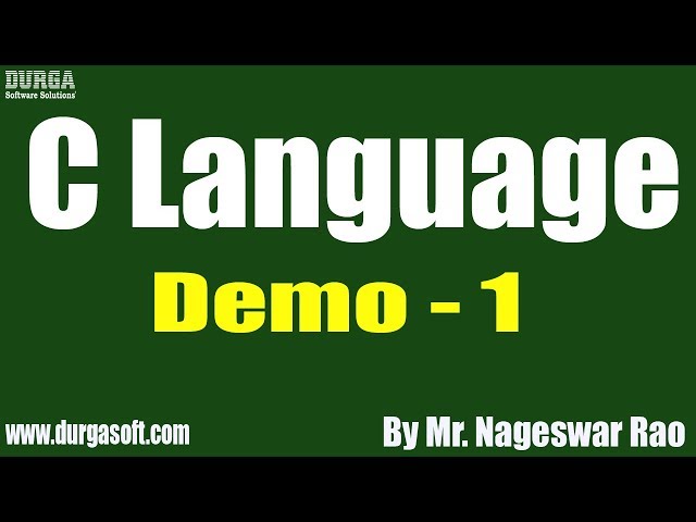 C Language tutorials || Demo - 1 || by Mr. Nageswar Rao on 30-03-2020 @6PM