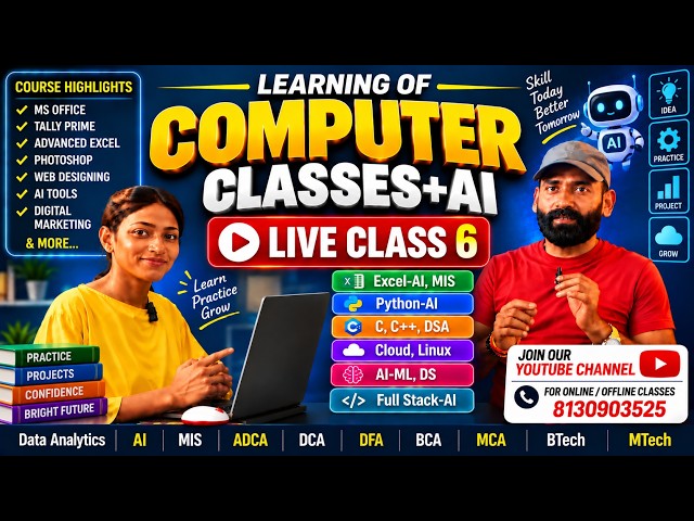 Computer LIVE CLASS – 6 |Excel Reports Using ChatGPT + Pivot Table & Slicer | AI + Excel Practical