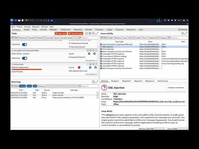 Testing for SQL injection vulnerabilities with Burp Suite