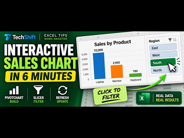 In 6 Minutes - How to Create an Interactive Sales Chart in Excel | PivotChart + Slicer