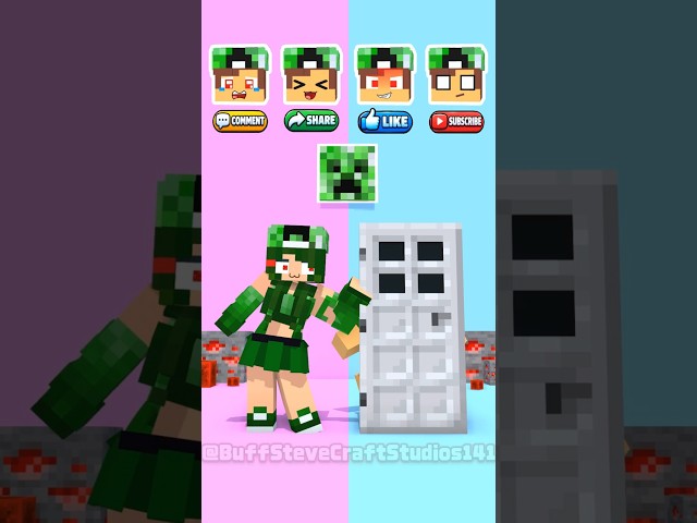 Creeper JJ Sister & JJ What Emotion is Hidden behind the Door?🤔- Minecraft Animation #shorts #maizen