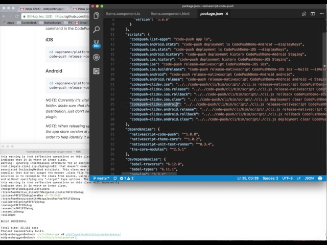 NativeScript CodePush plugin demo