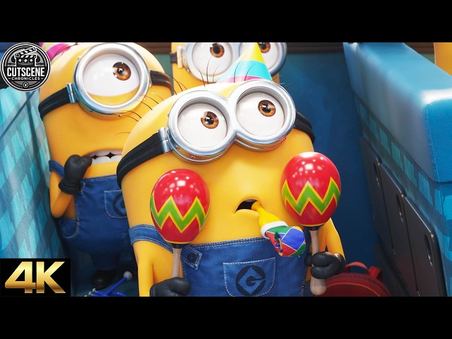 [4K UHD] Minions VS. Carl The Bus Driver Epic CUTSCENE | Despicable Me 4 (2024)