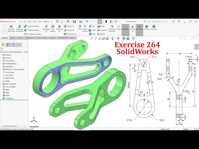 SolidWorks Tutorial for beginners Exercise 264