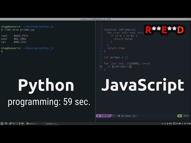 Python vs JavaScript - side by side comparison