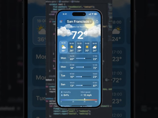 Flutter weather app showcase