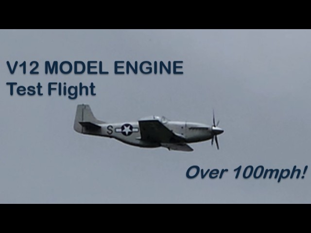 NEW Test Flight of the Lesley V12 Model Engine