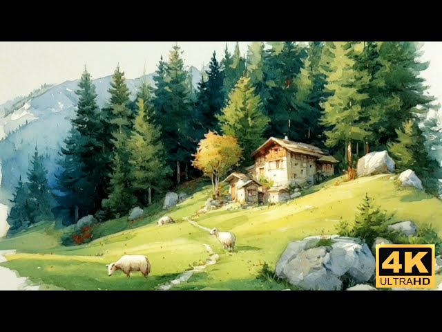 Visual Poems | Watercolor Art | Quiet Moments Of Rural Life [AI Music Video] 