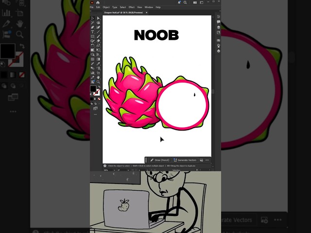Beginner vs Pro vs AI: Dragon Fruit #illustratortutorial