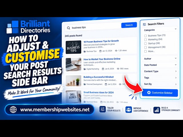 Brilliant Directories Post Search Results Sidebar – Customise Search, Layout & Ads