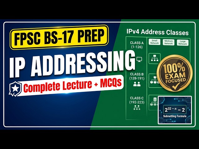 IPv4 vs IPv6, Classes & Subnetting MCQs | FPSC CS Lecturer & SST Prep