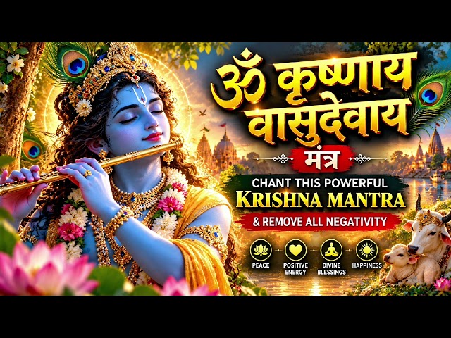 🦚 ॐ कृष्णाय वासुदेवाय मंत्र 🙏 | Powerful Krishna Mantra for Peace, Positivity & Divine Energy