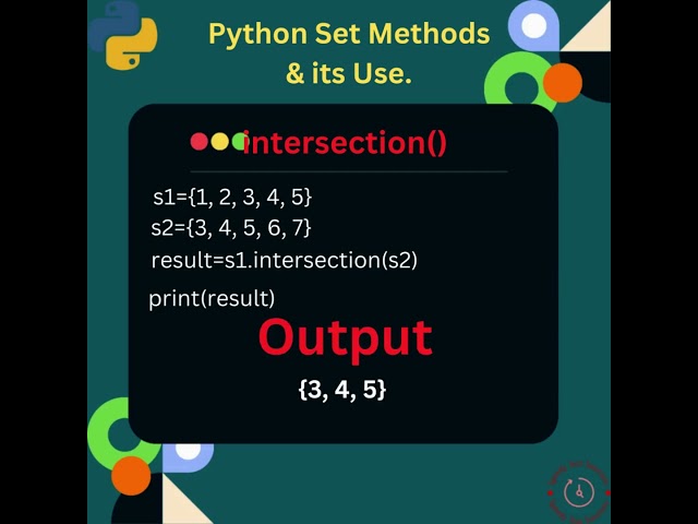 Exploring Python Set Methods 'intersection()'  #python  #coding  #interview #pythontutorial