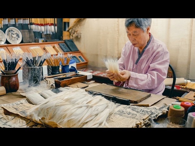 How Goat Hair Becomes Traditional Calligraphy Brush. Korean Brush Artisan