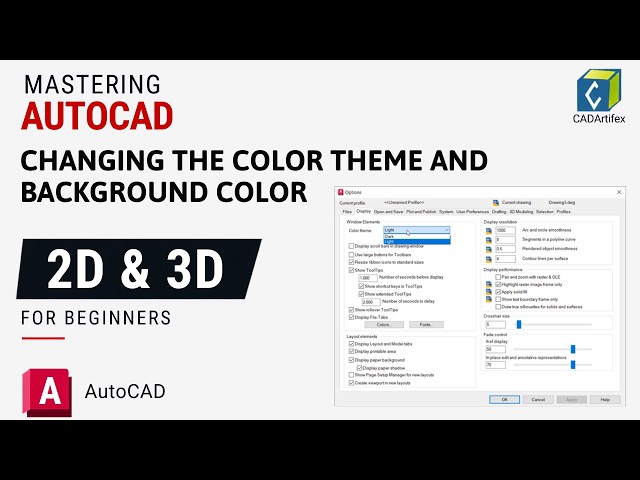 CHANGING THEME AND BACKGROUND COLOR IN AUTOCAD