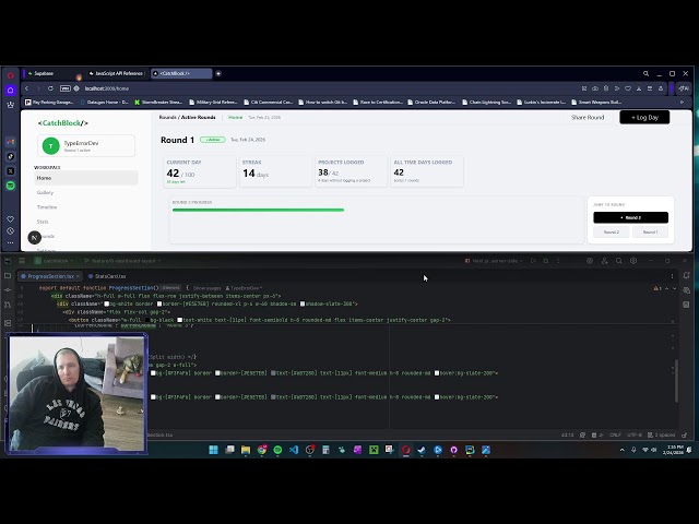 Working on CatchBlock, a dashboard tracker for #100DaysOfCode