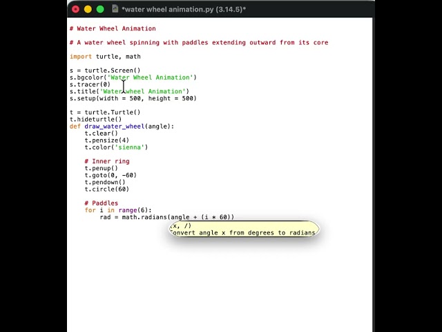 #Water #Wheel #Animation #python #turtle #coding #fun