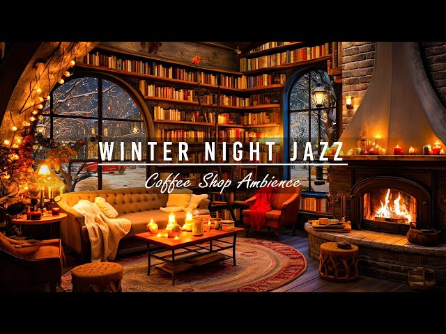 Winter Street Jazz Music for Deep Sleep | Relaxing Coffee Shop Ambience | Snowfall Background Music