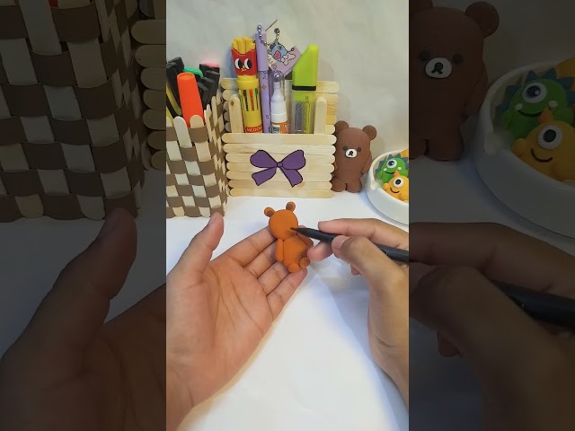 Cute Brown Teddy Bear | DIY Clay Art #trending #shorts