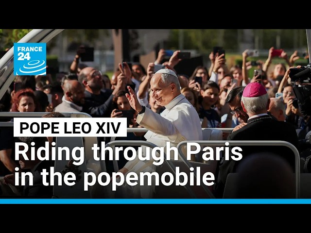 Pope Leo XIV rides through Paris in the popemobile to Notre-Dame • FRANCE 24 English