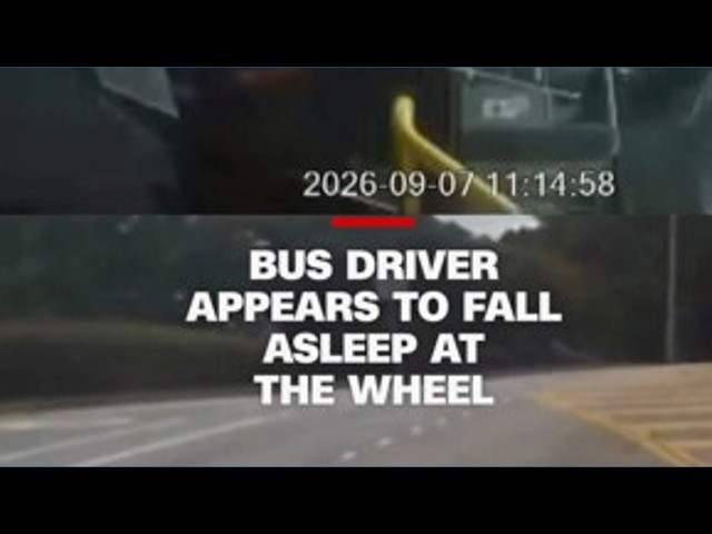 Video shows a bus driver appearing to fall asleep before crash