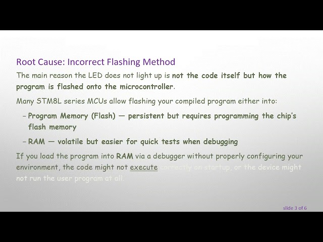 Fixing STM8L152R8 LED Blink Issue: Proper Flashing to RAM Explained