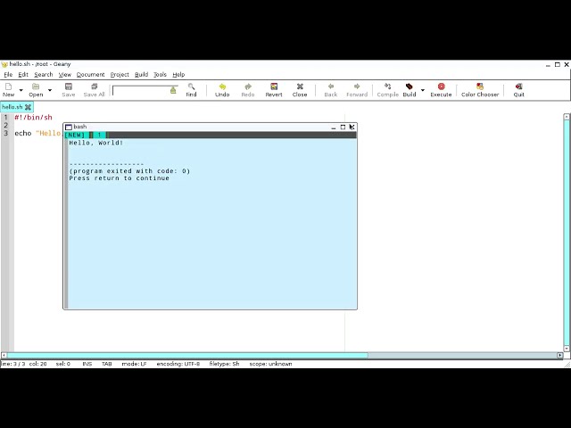 "Hello, World!" shell program in Linux #coding #programming #linux #programmer #helloworld