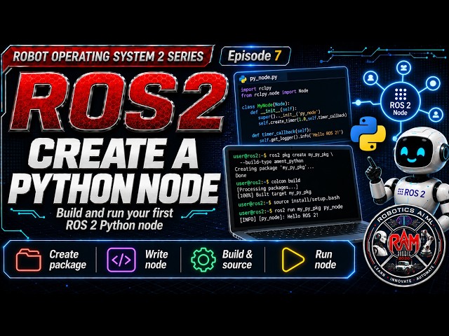 #7 ROS2: Create Your First Python Node | rclpy, Logger & Node Basics | Episode 7