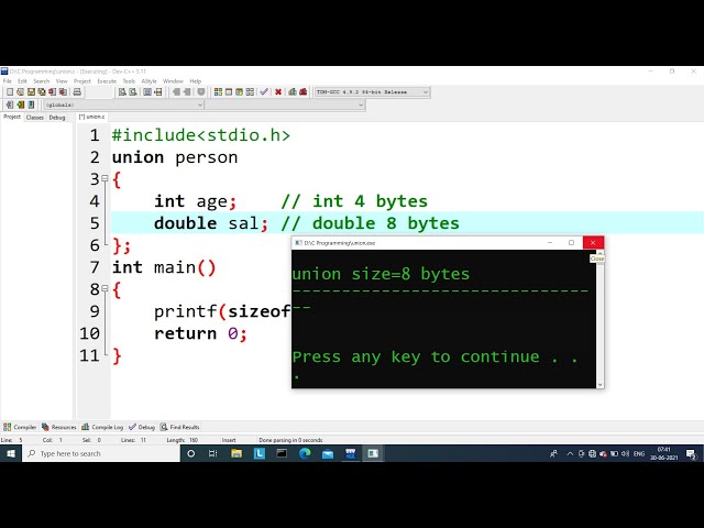 C Program to Show the Simple Example of Union | Simple Union Program