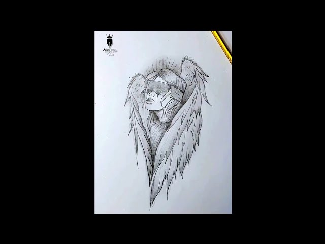 How to Draw a blindfolded Angel with wings |Broken angle Step-by-Step Pencil Sketch #pencildrawing
