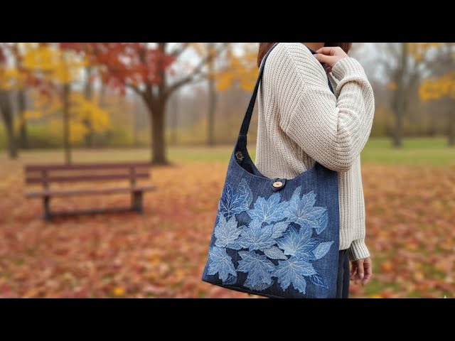 ✂️easy way to sew a luxury totebag from old jeans:Easy trick for sewing a luxury hand bag(Handmade)