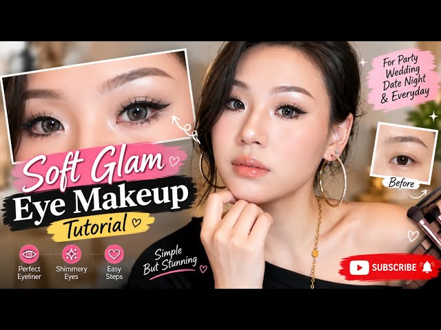 Soft Glam Eye Makeup Tutorial ✨ | Perfect Winged Eyeliner & Glowy Eyes