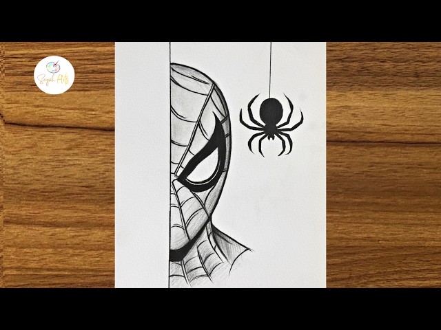 How to Draw Spider-Man with a Spider | Easy Step-by-Step Drawing Tutorial | Easy drawing with pencil
