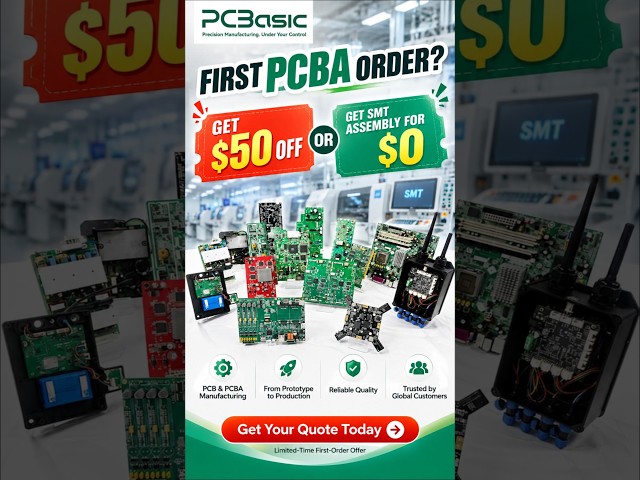 First PCBA Order: $50 OFF or $0 Prototype SMT Fee