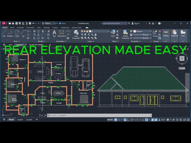 AutoCAD Rear Elevation Explained Step-by-Step (Front Elevation Included)