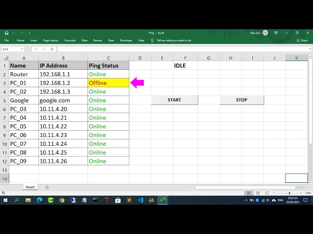 How to create a Ping monitoring tool with Microsoft Excel