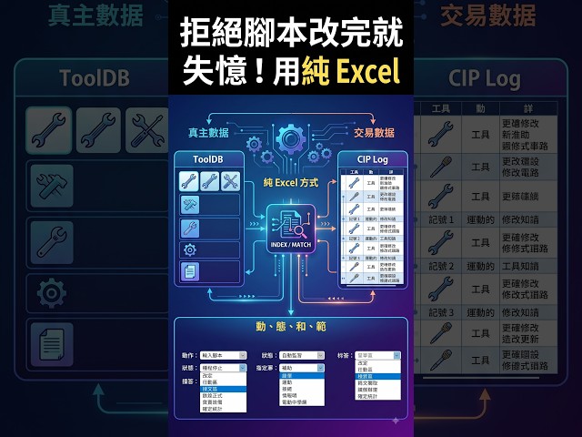 【直述型】用純 Excel 打造工程工具資料庫：雙表連動與 CIP 改進紀錄實作