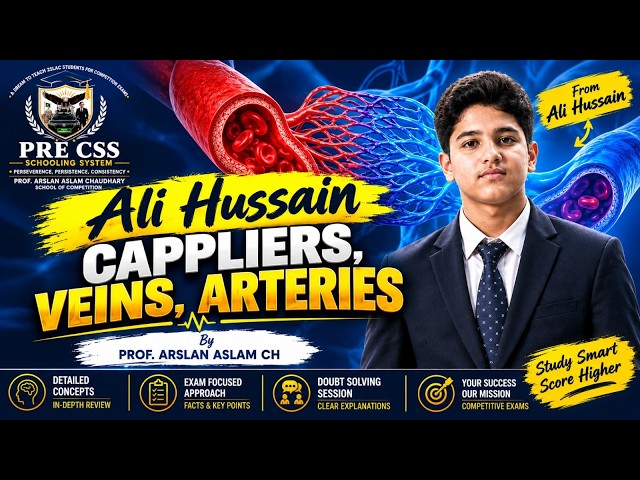 Veins, Arteries & Capillaries Explained | Biology by Ali Hussain | PRE CSS Schooling System