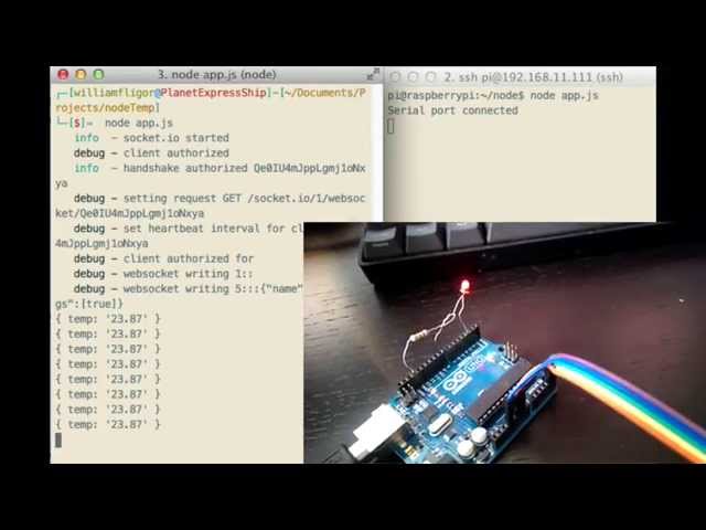 MATLAB Arduino Tutorial 23 - Arduino logging to node.js server via Raspberry Pi using socket.IO