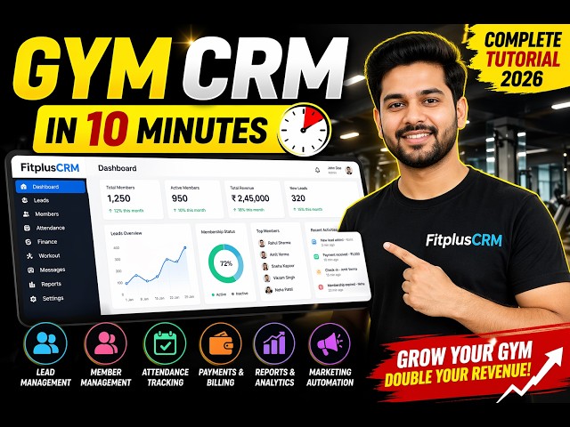 FitplusCRM Full Tutorial | Gym CRM Software Demo | All Features Explained in English  (2026)