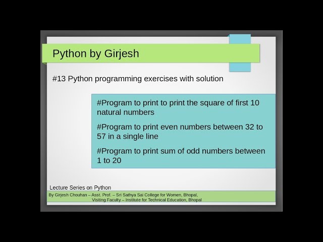 Q.49 to Q.51 Python - Solved Practice Exercises - Implementing for loop using range()