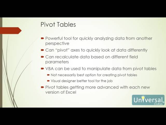 Lesson 11: AutoFilter, Pivot Table, Datasets, Data Model, Charts - VBA Course