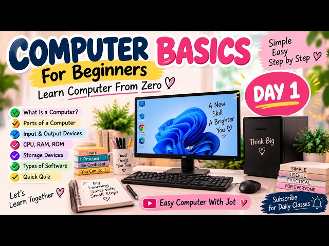 Computer Basics for Beginners | Day 1 💻 | Learn Computer From Zero | Easy Computer With Jot#viral